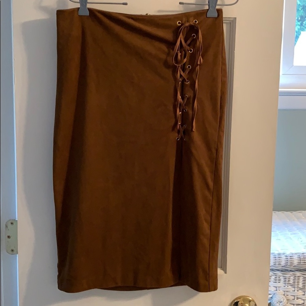 Brown tie up skirt
